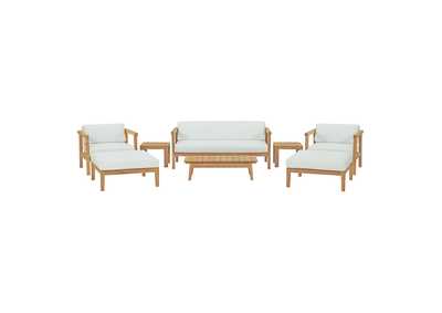 Image for Natural White Bayport 8 Piece Outdoor Patio Teak Set