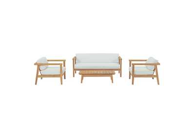 Image for Natural White Bayport 4 Piece Outdoor Patio Teak Set