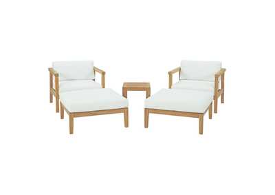 Image for Natural White Bayport 5 Piece Outdoor Patio Teak Set