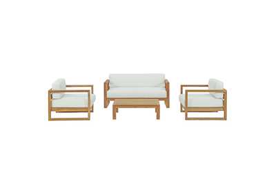 Image for Natural White Upland 4 Piece Outdoor Patio Teak Set