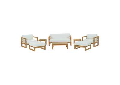 Image for Natural White Upland 8 Piece Outdoor Patio Teak Set