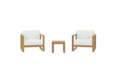 Image for Natural White Upland 3 Piece Outdoor Patio Teak Set