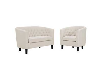 Image for Beige Prospect 2 Piece Upholstered Fabric Loveseat and Armchair Set