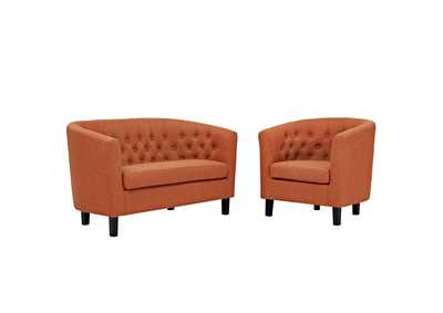 Image for Orange Prospect 2 Piece Upholstered Fabric Loveseat and Armchair Set