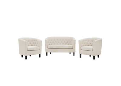 Image for Beige Prospect 3 Piece Upholstered Fabric Loveseat and Armchair Set