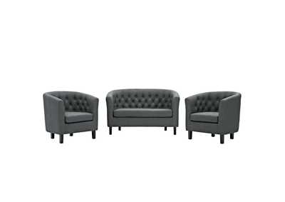 Image for Gray Prospect 3 Piece Upholstered Fabric Loveseat and Armchair Set