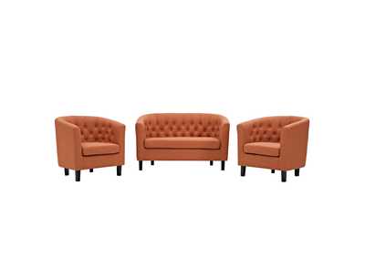 Image for Orange Prospect 3 Piece Upholstered Fabric Loveseat and Armchair Set