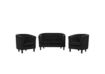 Image for Prospect Black 3 Piece Performance Velvet Loveseat and Armchair Set