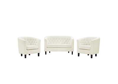 Image for Ivory Prospect 3 Piece Performance Velvet Loveseat and Armchair Set