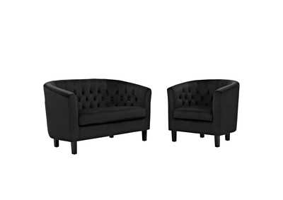 Image for Black Prospect 2 Piece Performance Velvet Loveseat and Armchair Set