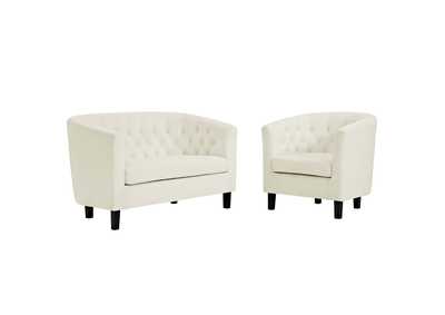 Image for Ivory Prospect 2 Piece Performance Velvet Loveseat and Armchair Set
