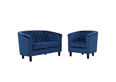 Image for Navy Prospect 2 Piece Performance Velvet Loveseat and Armchair Set