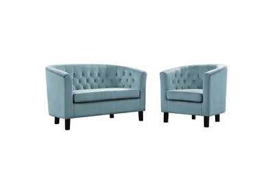 Image for Sea Blue Prospect 2 Piece Performance Velvet Loveseat and Armchair Set