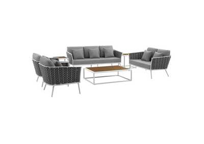 Image for White Gray Stance 7 Piece Outdoor Patio Aluminum Sectional Sofa Set