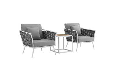 Image for White Gray Stance 3 Piece Outdoor Patio Aluminum Sectional Sofa Set