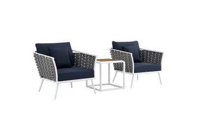 Image for White Navy Stance 3 Piece Outdoor Patio Aluminum Sectional Sofa Set