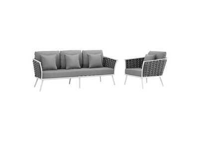 Image for White Gray Stance 2 Piece Outdoor Patio Aluminum Sectional Sofa Set