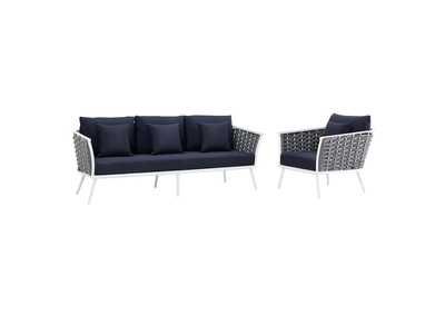 Image for White Navy Stance 2 Piece Outdoor Patio Aluminum Sectional Sofa Set