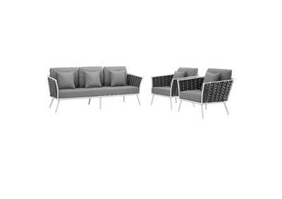 Image for White Gray Stance 3 Piece Outdoor Patio Aluminum Sectional Sofa Set