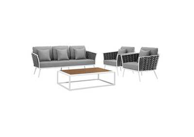 Image for White Gray Stance 4 Piece Outdoor Patio Aluminum Sectional Sofa Set