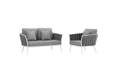 Image for White Gray Stance 2 Piece Outdoor Patio Aluminum Sectional Sofa Set