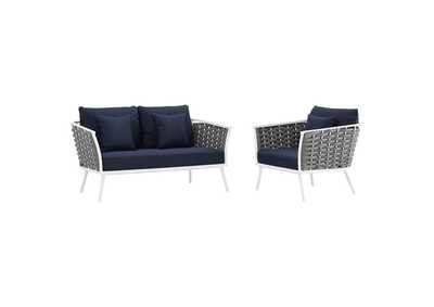 Image for White Navy Stance 2 Piece Outdoor Patio Aluminum Sectional Sofa Set