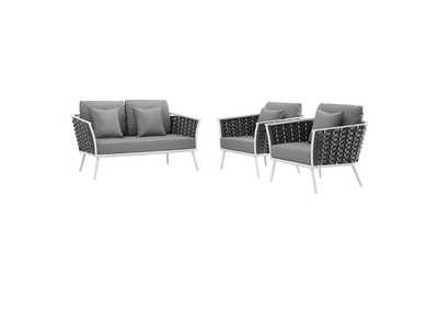 Image for White Gray Stance 3 Piece Outdoor Patio Aluminum Sectional Sofa Set