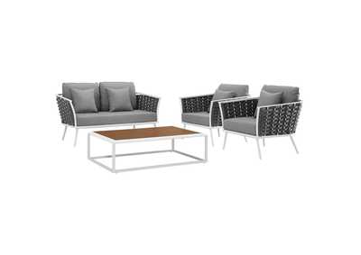Image for White Gray Stance 4 Piece Outdoor Patio Aluminum Sectional Sofa Set