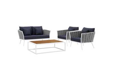 Image for White Navy Stance 4 Piece Outdoor Patio Aluminum Sectional Sofa Set