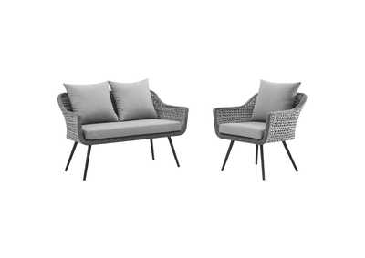 Image for Gray Gray Endeavor 2 Piece Outdoor Patio Wicker Rattan Loveseat and Armchair Set