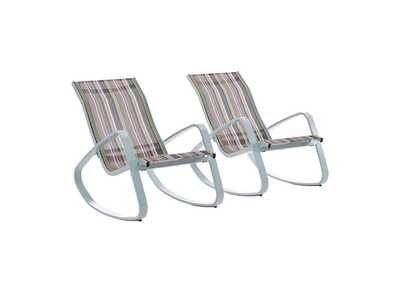 Image for Green Stripe Traveler Rocking Lounge Chair Outdoor Patio Mesh Sling [Set of 2]