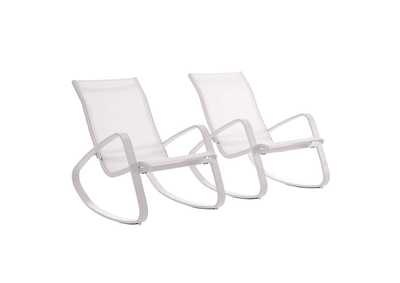 Image for White White Traveler Rocking Lounge Chair Outdoor Patio Mesh Sling [Set of 2]