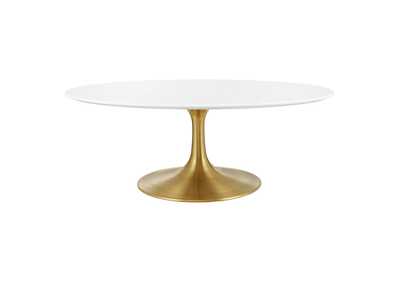 Image for Gold White Lippa 42" Oval-Shaped Wood Top Coffee Table