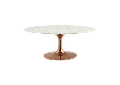 Image for Rose White Lippa 42" Oval-Shaped Artificial Marble Coffee Table