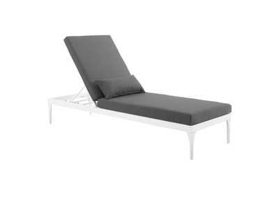 Image for White Charcoal Perspective Cushion Outdoor Patio Chaise Lounge Chair