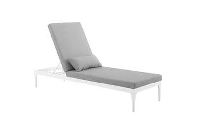 Image for White Gray Perspective Cushion Outdoor Patio Chaise Lounge Chair