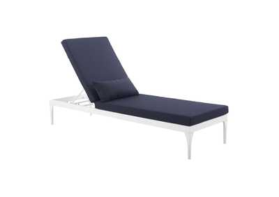 Image for White Navy Perspective Cushion Outdoor Patio Chaise Lounge Chair