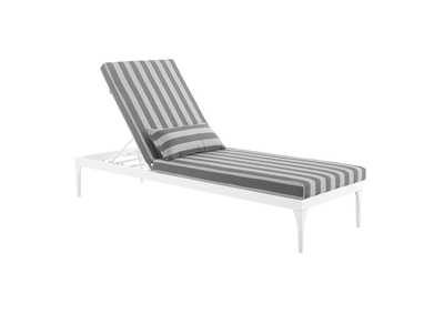 Image for White Striped Gray Perspective Cushion Outdoor Patio Chaise Lounge Chair