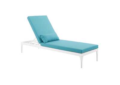 Image for White Turquoise Perspective Cushion Outdoor Patio Chaise Lounge Chair
