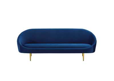 Image for Navy Sublime Vertical Curve Back Performance Velvet Sofa
