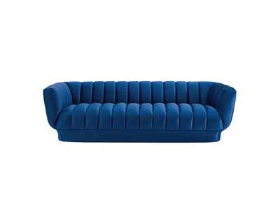 Image for Navy Entertain Vertical Channel Tufted Performance Velvet Sofa