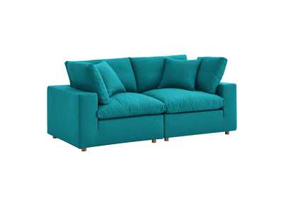 Image for Teal Commix Down Filled Overstuffed 2 Piece Sectional Sofa Set