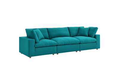 Image for Teal Commix Down Filled Overstuffed 3 Piece Sectional Sofa Set