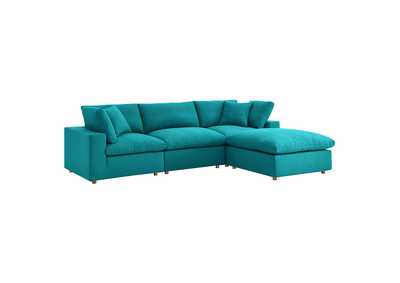 Image for Teal Commix Down Filled Overstuffed 4 Piece Sectional Sofa Set