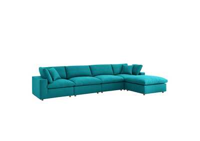Image for Teal Commix Down Filled Overstuffed 5 Piece Sectional Sofa Set