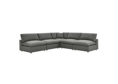 Image for Gray Commix Down Filled Overstuffed 5 Piece Sectional Sofa Set