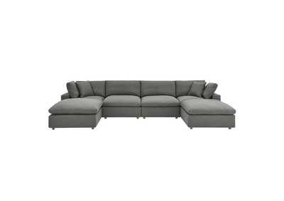 Image for Gray Commix Down Filled Overstuffed 6 Piece Sectional Sofa Set