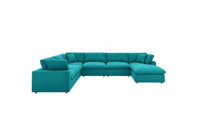 Image for Teal Commix Down Filled Overstuffed 7 Piece Sectional Sofa Set