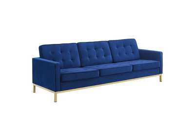 Image for Gold Navy Loft Gold Stainless Steel Leg Performance Velvet Sofa