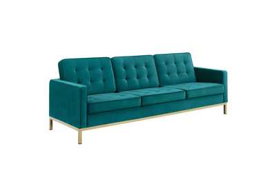 Image for Gold Teal Loft Gold Stainless Steel Leg Performance Velvet Sofa